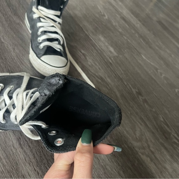 Velvet Black High-Top Converses - Picture 8 of 10